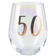Rainbow Stemless 50th Wine/Alcohol Glass 600ml Birthday Drinking Drinking Cup