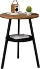 INHABIT UNION Round End Table 2 Tier Side Table Small Rustic Vintage Sofa Tab...