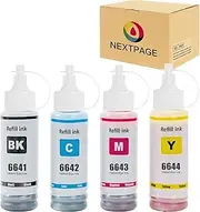 NEXTPAGE 664 Ink for Epson EcoTank 6641 6642 6643 6644 Compatible with Epson Ecotank ET-2500 ET-2550 ET-2600 ET-2650 ET-4500 ET-14000 Printer Black Cyan Magenta Yellow(4 Pack)