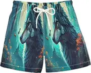 [RPLIFE] Boys' Swim Shorts & Trunks, Anti Chafe Swim Trunks Boys 2 T, Cool Wolf Teal