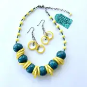 Modern Twist On MCM Vintage Lucite Glass Crystal Ster Silver Necklace Earrings