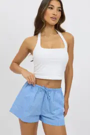 Blue Stripe Shorts Mid Rise - Size 16XL, Women's Shorts