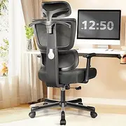 Primy Office Chair Ergonomic Desk Chair, High Back Breathable Mesh Office Chair with Lumbar Support Reclining Chair, Comfy Big and Tall Home Office Chair, Adjustable Armrests Computer Chair(Black)