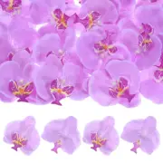20Pcs Silk Faux Artificial Orchid Flower Heads Petals Decor 3.54", Light Purple