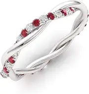[Diamondere] Natural and Certified Gemstone and Diamond Wedding Ring in 14k White Gold | 0.42 Carat Ring for Women, US Size 4 to 9