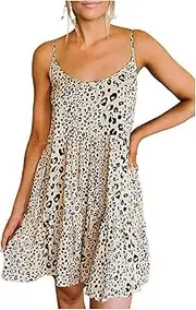 [Generic] Women Adjustable Spaghetti Strap Party Loose Lace-Up Slip Club Mini Dresses