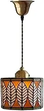 CJLWSLCO Simple Creative Chandelier Orange Glass Pendant Light Fixture Stained Glass Hanging Lamp Mid Century Farmhouse Hanging Light for Dining Room Living Room Lighting E26 Base Hanging Light
