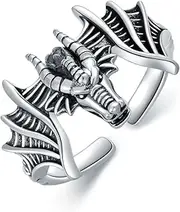[PDTJMTG] Dragon Ring Sterling Silver Adjustable Vintage Dragon Ring for Men Women