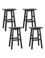 [Artiss] Wooden 4x Bar Stools Kitchen Chairs in Black