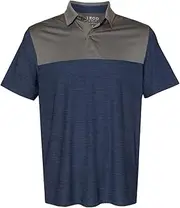 [IZOD] Colorblocked Space-Dyed Sport Shirt, L, Club Blue/Smoked Pearl