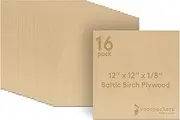 3 mm 1/8 X 12 X 12 Premium Baltic Birch Plywood ? B/BB Grade - 16 Flat Sheets by Woodpeckers