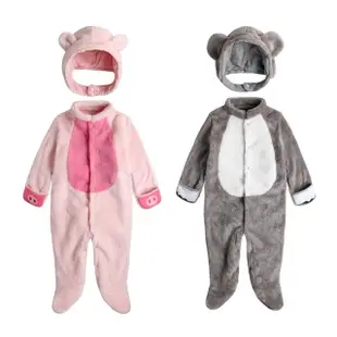 【Baby童衣】任選 立體動物裝造型包腳連身衣+兜帽 82035(淡粉)