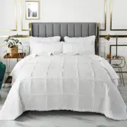 100% Cotton Lightly Quilted Coverlet Set Rosetta White Queen