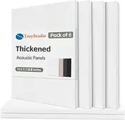 TroyStudio Acoustic Panel - Soundproofing & Sound Absorbing Panel - Super Dense Thick Polyester Fiber Board - Multiple Colors & Sizes - PACK of 6 (400 X 300 X 12 mm, White)
