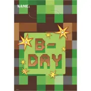 TNT Minecraft Style Plastic Party Bags 8pk Kids Boys Birthday Party Supplies