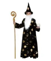 Wizard Robe Boys Child Black Celestial Sorcerer Halloween Costume Medium (8-10)