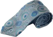 [Zasel] Mens Silver & Light Blue Circle Patterned 8cm Neck Tie Silver, Light Blue, Blue, White