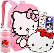 Hello Kitty Backpack and Lunch Box Set - 16" Hello Kitty Backpack for Girls 10-12 Bundle with Hello Kitty Lunch Bag, Water Bottle, Stickers, More | Hello Kitty School Backpack