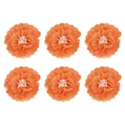 Crepe Paper Flowers, Orange Tissue Paper Flowers - 10 x 10 Inch / 6 Pcs