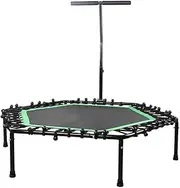 48" Fitness Trampoline Silent Bungee Rebounder with Adjustable Foam Handle, Max Load 200lbs, Cardio Trampolines Trainer for Indoor/Outdoor