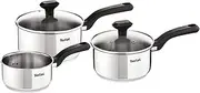 [Tefal] 3 Piece Comfort Max, Stainless Steel Saucepan Set, Silver