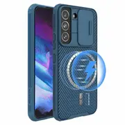 For Samsung Galaxy S23 Case [Support Magsafe Charger], CamShield Series Slim Stylish Protective Case with Slide Camera Cover (Blue)