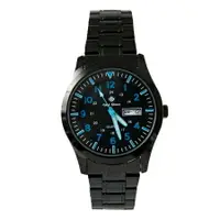 在飛比找樂天市場購物網優惠-手錶 型男軍用藍色刻度全黑不鏽鋼腕錶 搭戴SEIKO精工VX