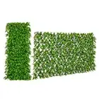 Expandable Fence Privacy Screen with Sun-Protective Artificial Hedge for Balcony