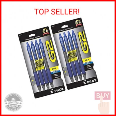 Pilot G2 Retractable Premium Gel Ink Roller Ball Pens Bold Point 4-Pack Blue Ink