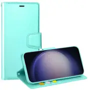 For Samsung Galaxy S25+Plus /S24+Plus Case, Hanman Wallet Leather Flip Magnetic Stand Case Cover (Aqua)