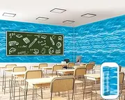party greeting 98Ft×51Inch Under The Ocean Plastic Backdrop Ocean Theme Plastic Bulletin Board Roll Reusable Waterproof Erasable Background Decor for Summer Classroom Wrap Supply Wall Decoration