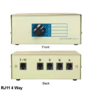 Kentek RJ11 4 Way Data Switch Box w/ Rotary Dail for Telephone Modem Fax 11Pin