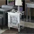 Drawer Mirrored Nightstand End Table Bedside Table with Clock Door and Storage