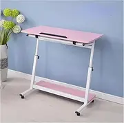 Overbed Table Adjustable Side Table with Wheels Laptop Desk Steel Frame Mobile Standing Desk Modern Lifting Overbed Bedside