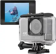 4K Action Camera WiFi Sports Camera 16MP 170° Wide Angle Lens 2.0 Inch Screen 30M/98ft with Mounting Acc ories Kit for Diving Surfing Skiing Cycling Black One Size