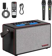 Karaoke Machine for Adults, with Two Wireless Microphones, Portable Bluetooth Speaker, Supports REC/AUX/USB/TF/BT for Home Outdoor Party