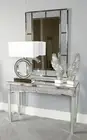 Long Silver Console Table Mirrorred Sofa Table with Crystal Inlay Front and Side