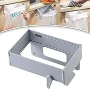 sifteng Foldable Trash Bag Holder Hanging Trash Holder Wall Mounted Multifunctional Garbage Bag Holder Frame for Bathroom Kitchen (Gray)
