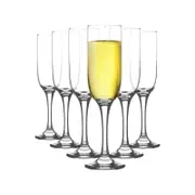 LAV 6 Piece Tokyo Champagne Glasses Set - Vintage Glass Stemware Flutes - 210ml