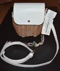 Tommy Bahama Rattan Wicker Basket Satchel Crossbody Bag Purse White - New