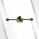 14G Kraken Octopus Industrial Barbell Surgical Steel PVD Black Earring Cartilage