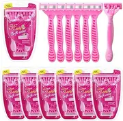 Wovnet 35 Count Women's Disposable Razors Bulk 5-Blade Disposable Razors Set Sensitive Disposable Razors Pink Bikini Razors Travel Razor Disposable Head Razor for Women Comfortable Shave