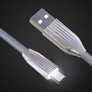 Cafele LED Light 2.1A Type C Flat Fast Charging Data Cable 1.2m For Oneplus 6 8 8 se S9 28 RED