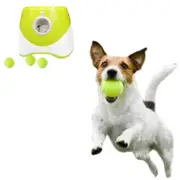 Dog Ball Launcher Thrower Automatic Tennis Fetch Throwing Machine with 3 Balls-Light Green