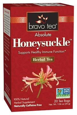 Bravo Tea Absolute Honeysuckle Herbal Tea Caffeine Free, 20 Tea Bags