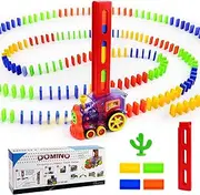 Domino Train, 200 pcs Domino Blocks Set, Building and Stacking Toy Blocks Domino Set for 3-7 Year Old Toys, Boys Girls Creative Gifts for Kids
