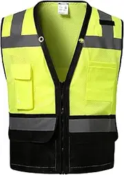 [DPSAFETY] Reflective Safety vest With back plan pocket,High visibility Class 2 Construction Hi Vis Work Vest