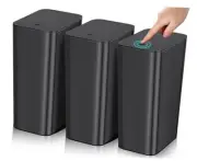 3 Pack Bathroom Small Trash Can with Lid,10L / 2.6 Gallon Slim Garbage Bin