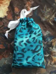 Handcrafted Blue Leopard-print Tarot Bag (fully lined)