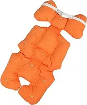 NSXAYIWE Baby Car Seat Head Support for Newborn, Soft Breathable Car Seat Insert, Baby Head Support for Car Seat, Strollers (Orange Embroidery)